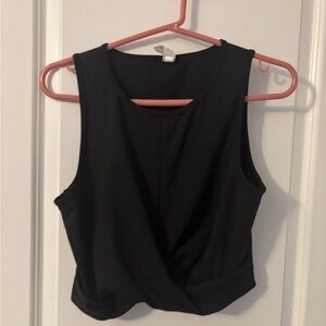 90 Degree By Reflex Black Crop Asymmetrical Tank Top, Sz L